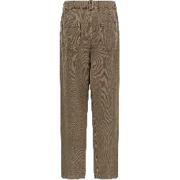 Brown Cotton Casual Pants