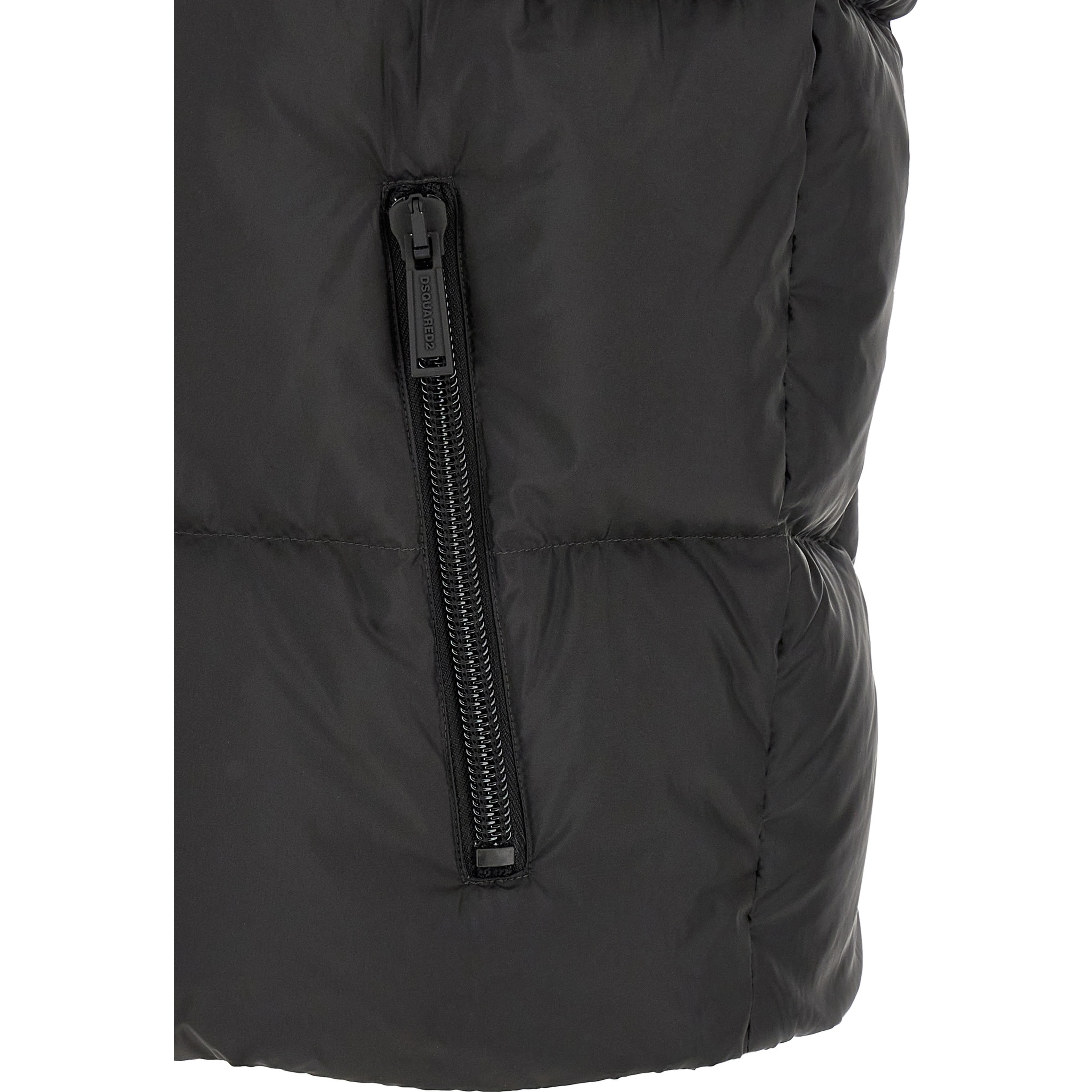 Black Polyester Sleeveless Jacket