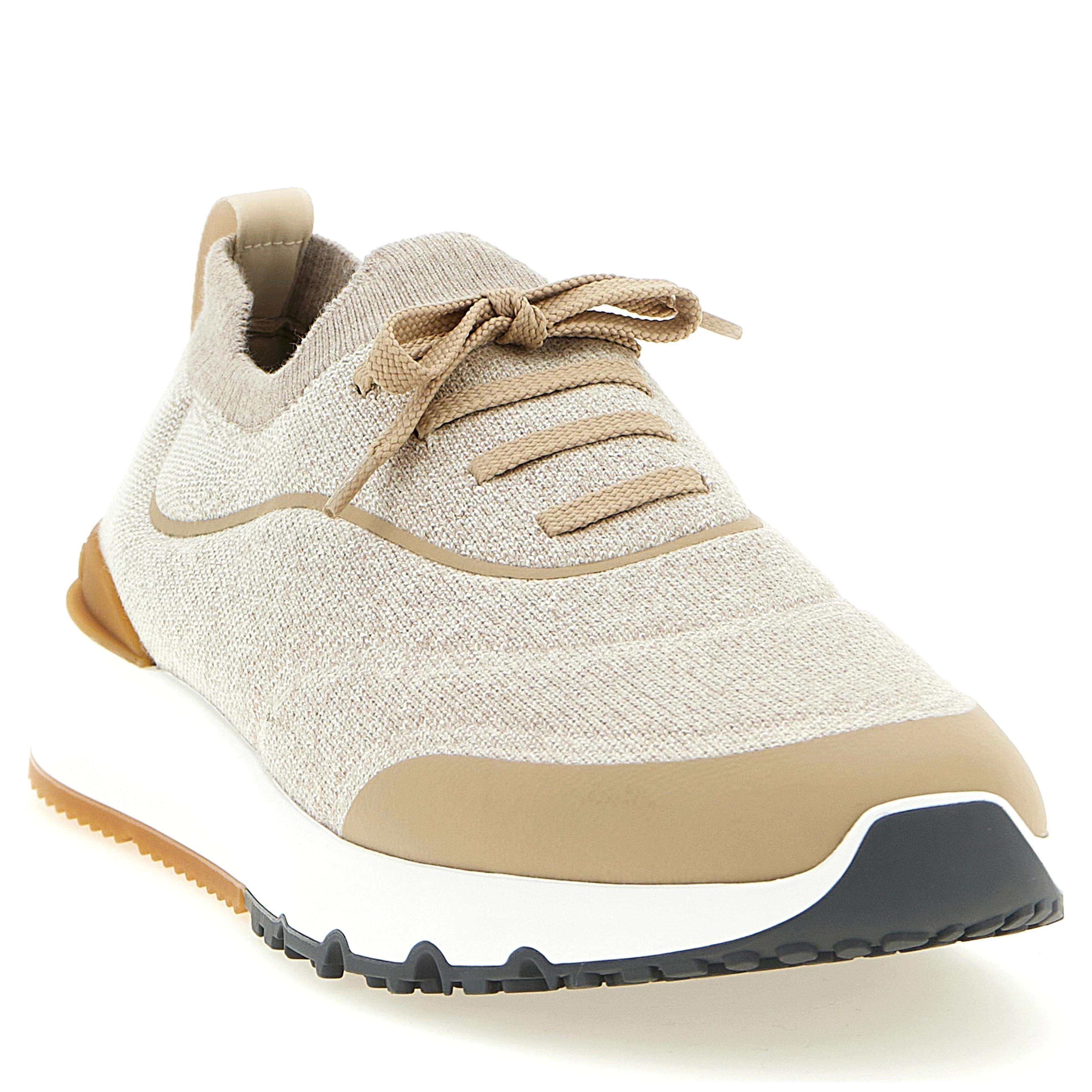 Beige Cotton Athletic Sneakers