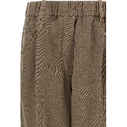 Brown Cotton Casual Pants