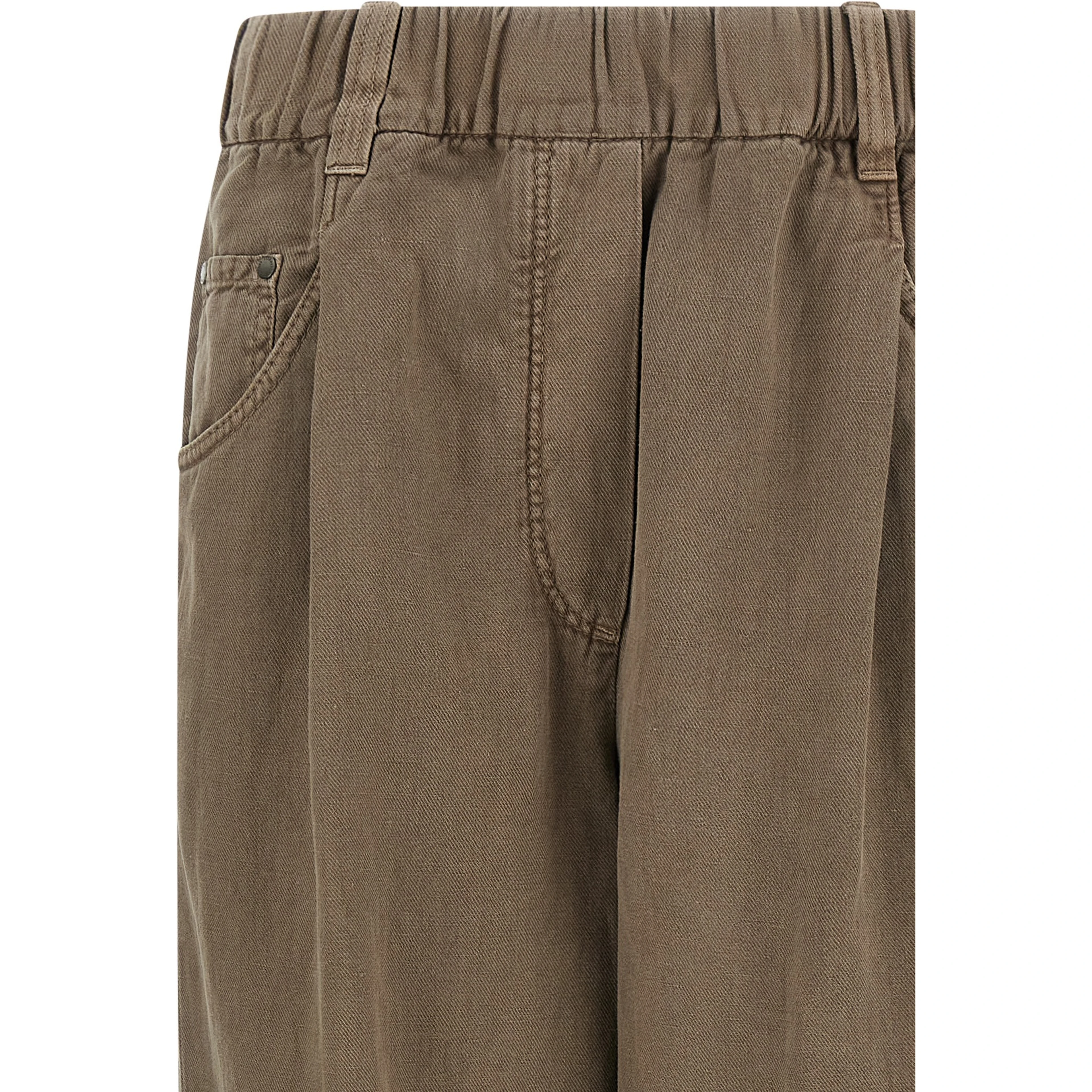 Brown Cotton Casual Pants