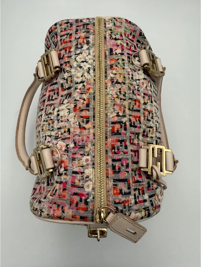 FENDI FF Canvas Flowers Handbag