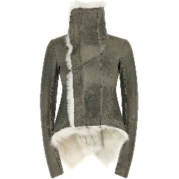 Gray Lamb Fur Leather Jacket