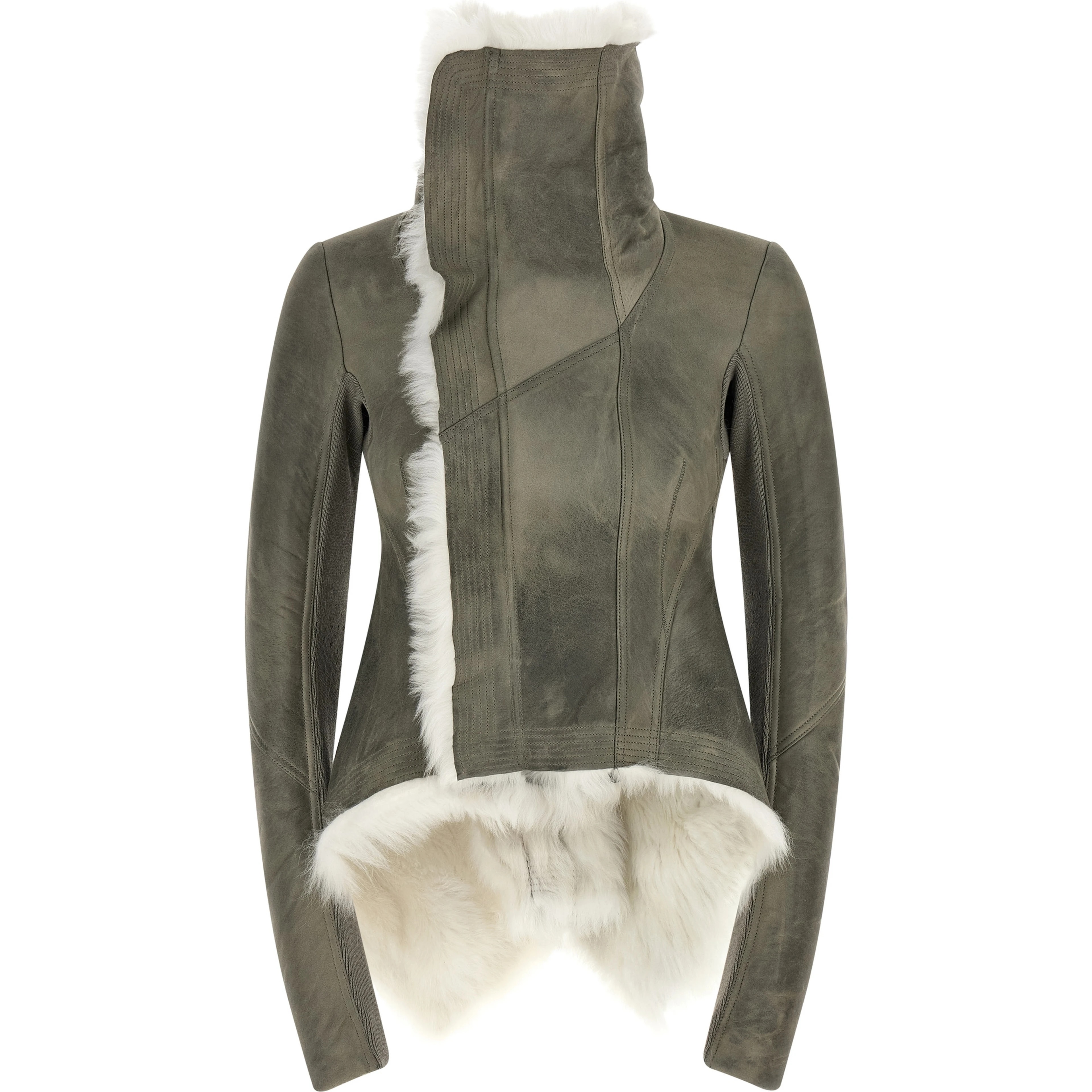 Gray Lamb Fur Leather Jacket