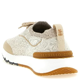 Beige Cotton Athletic Sneakers
