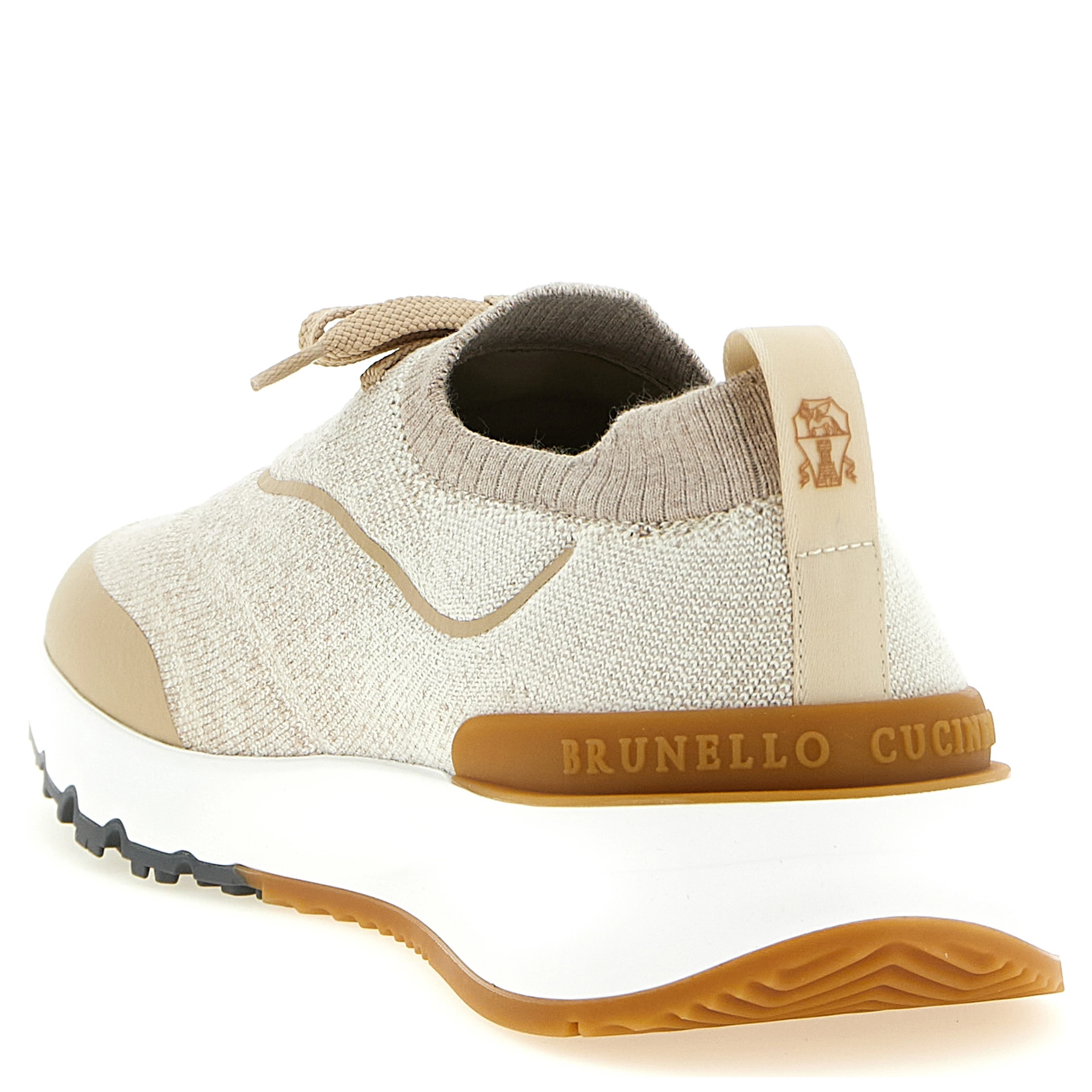 Beige Cotton Athletic Sneakers