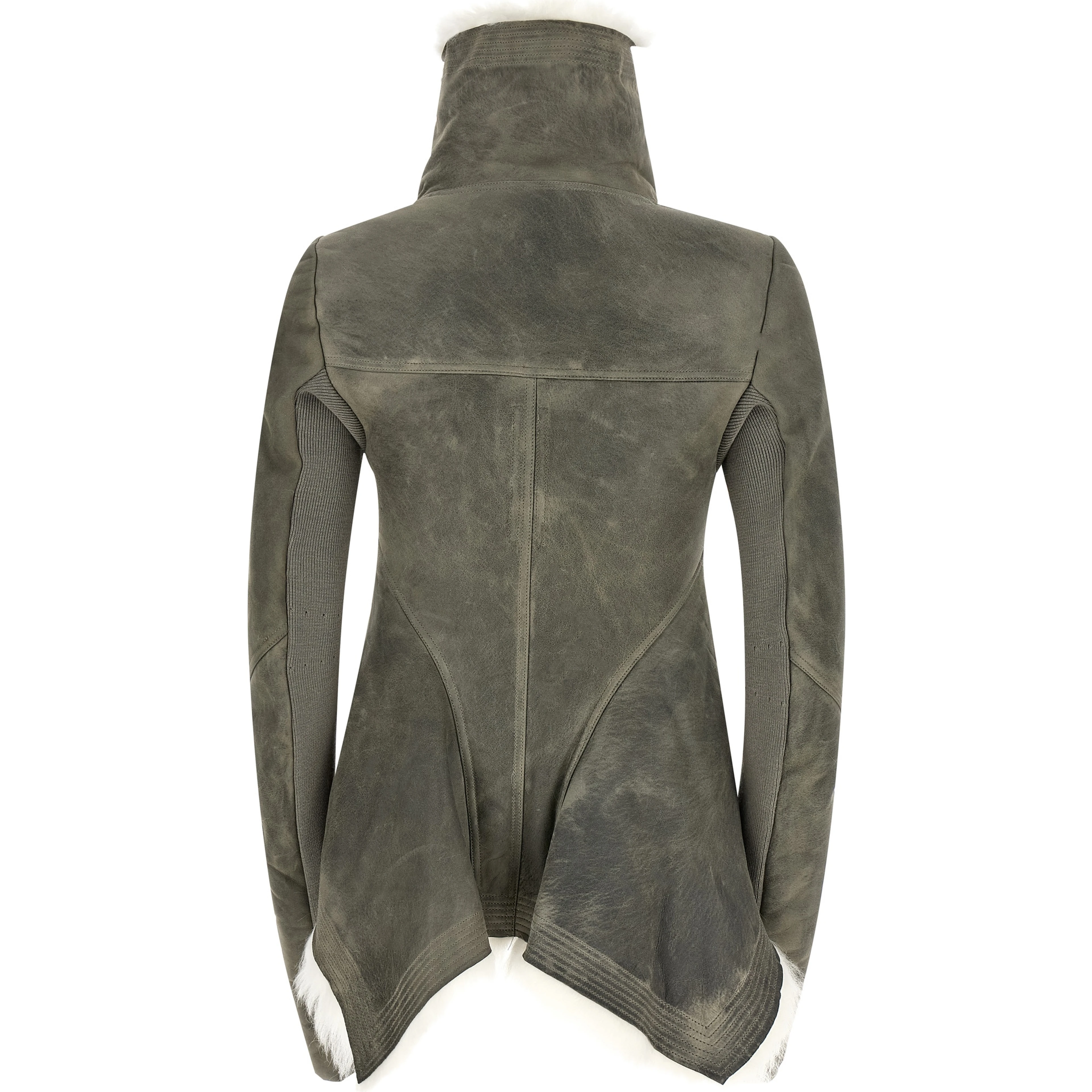 Gray Lamb Fur Leather Jacket