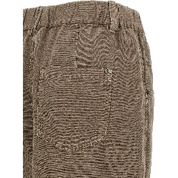 Brown Cotton Casual Pants