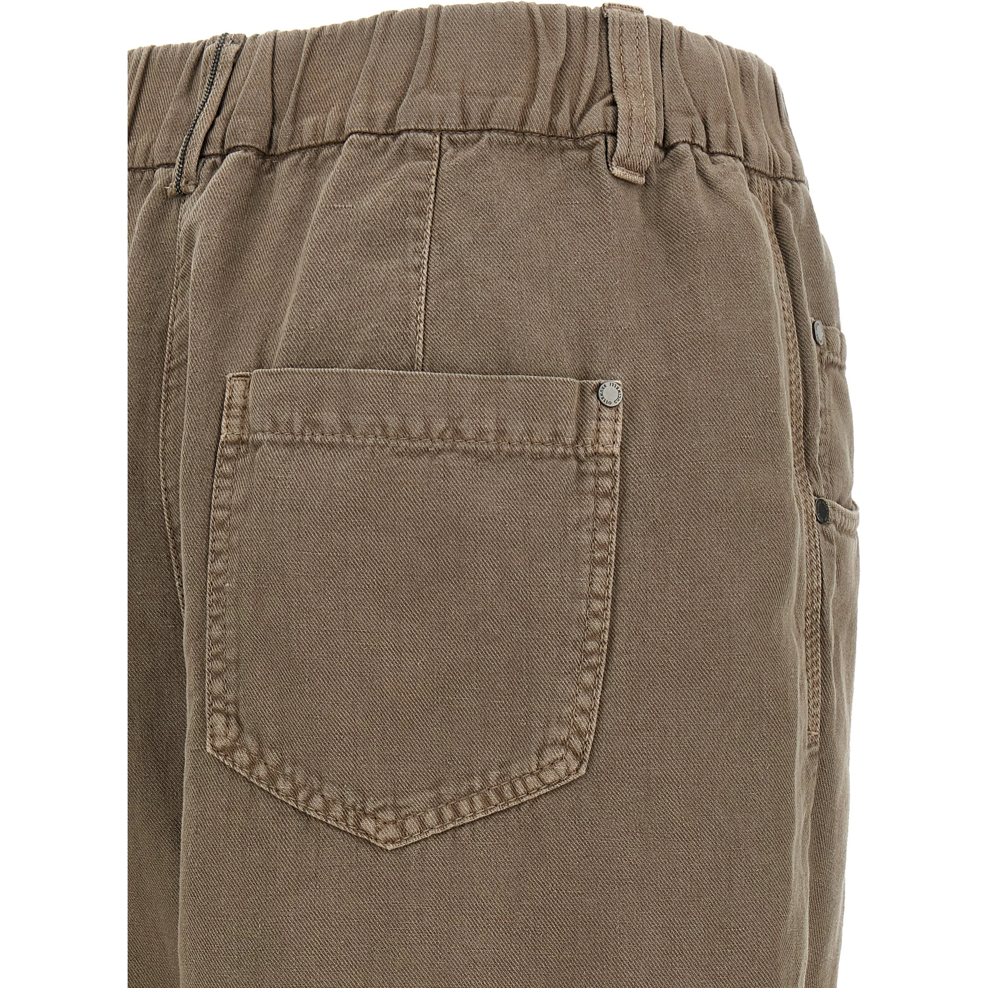 Brown Cotton Casual Pants