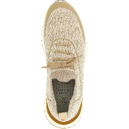 Beige Cotton Athletic Sneakers