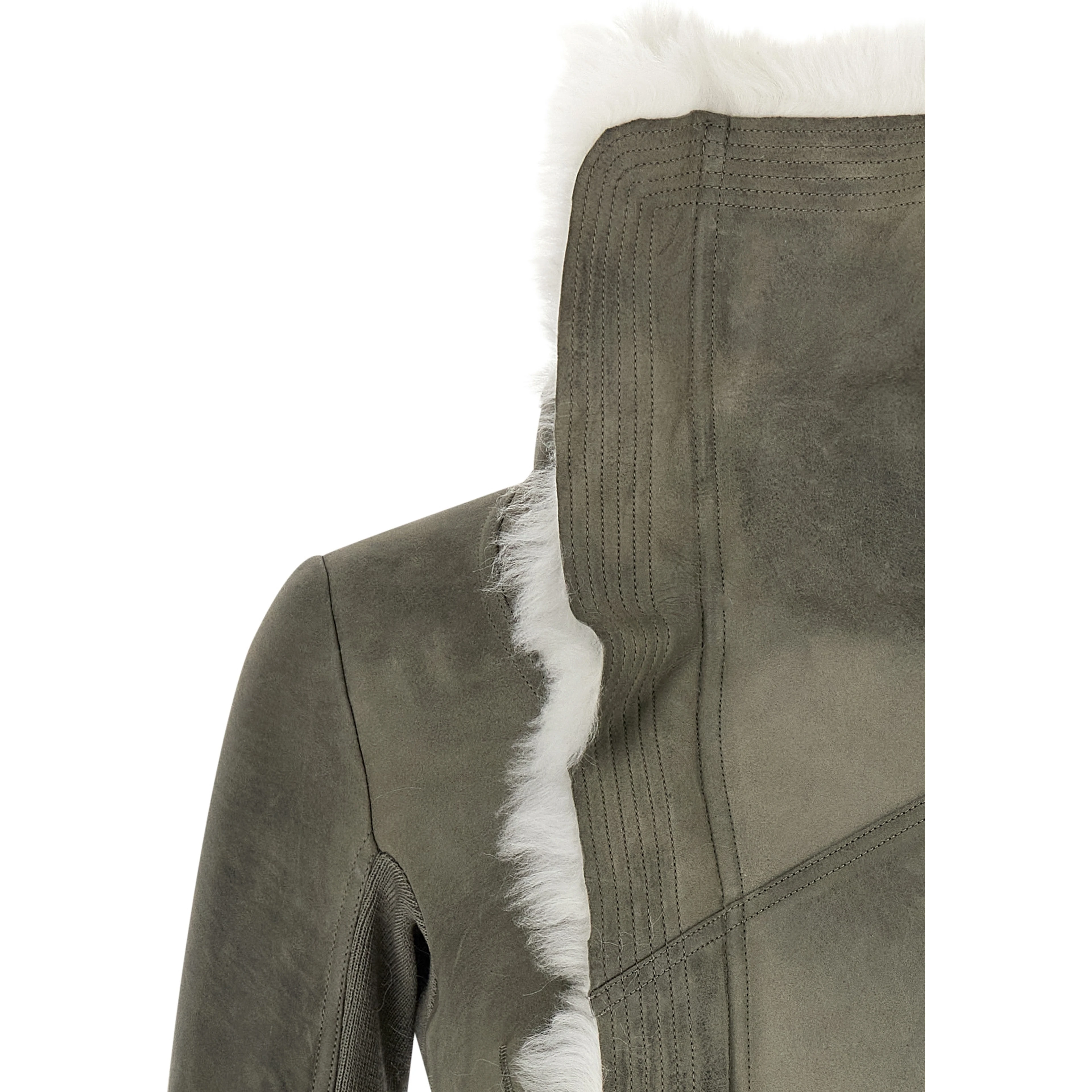 Gray Lamb Fur Leather Jacket
