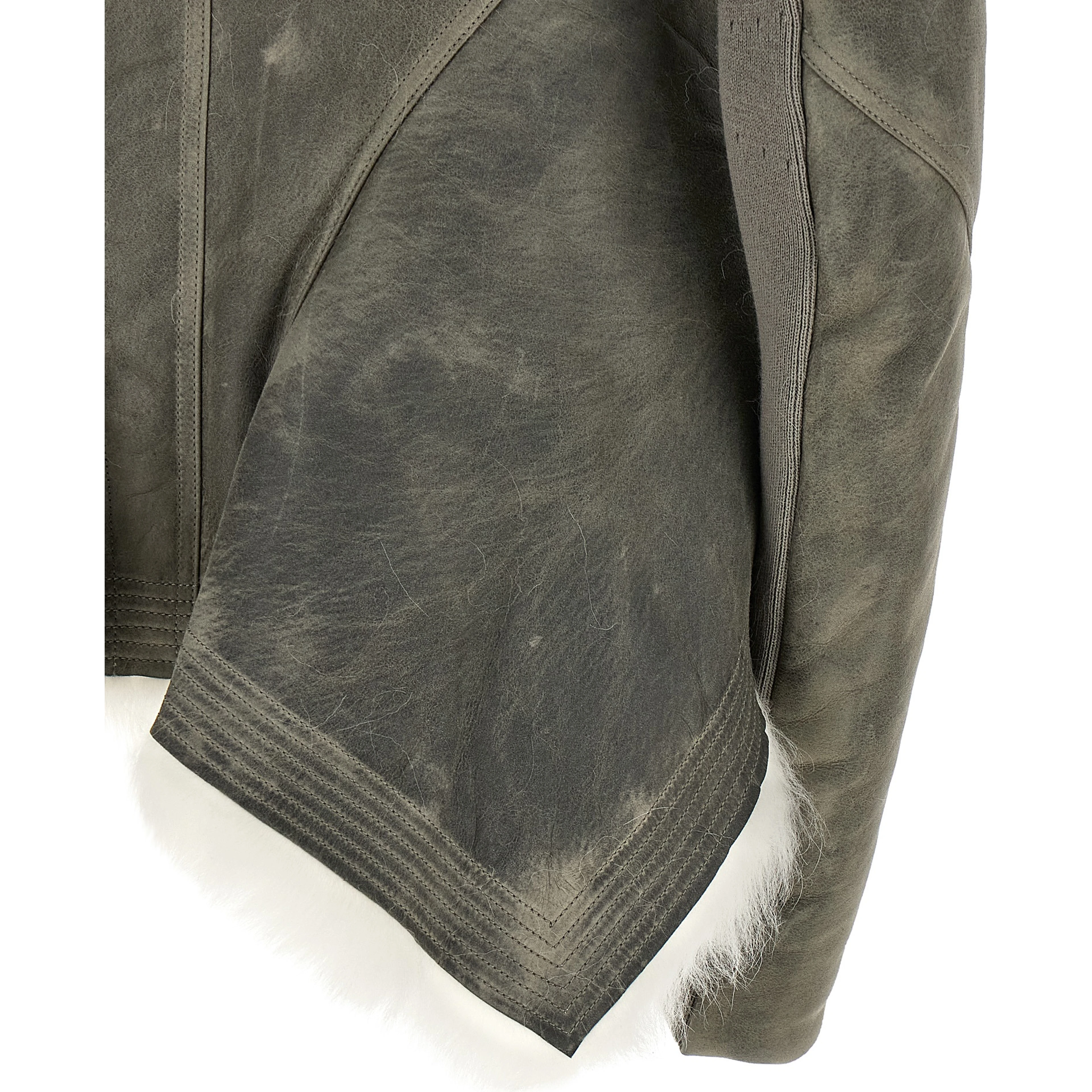 Gray Lamb Fur Leather Jacket