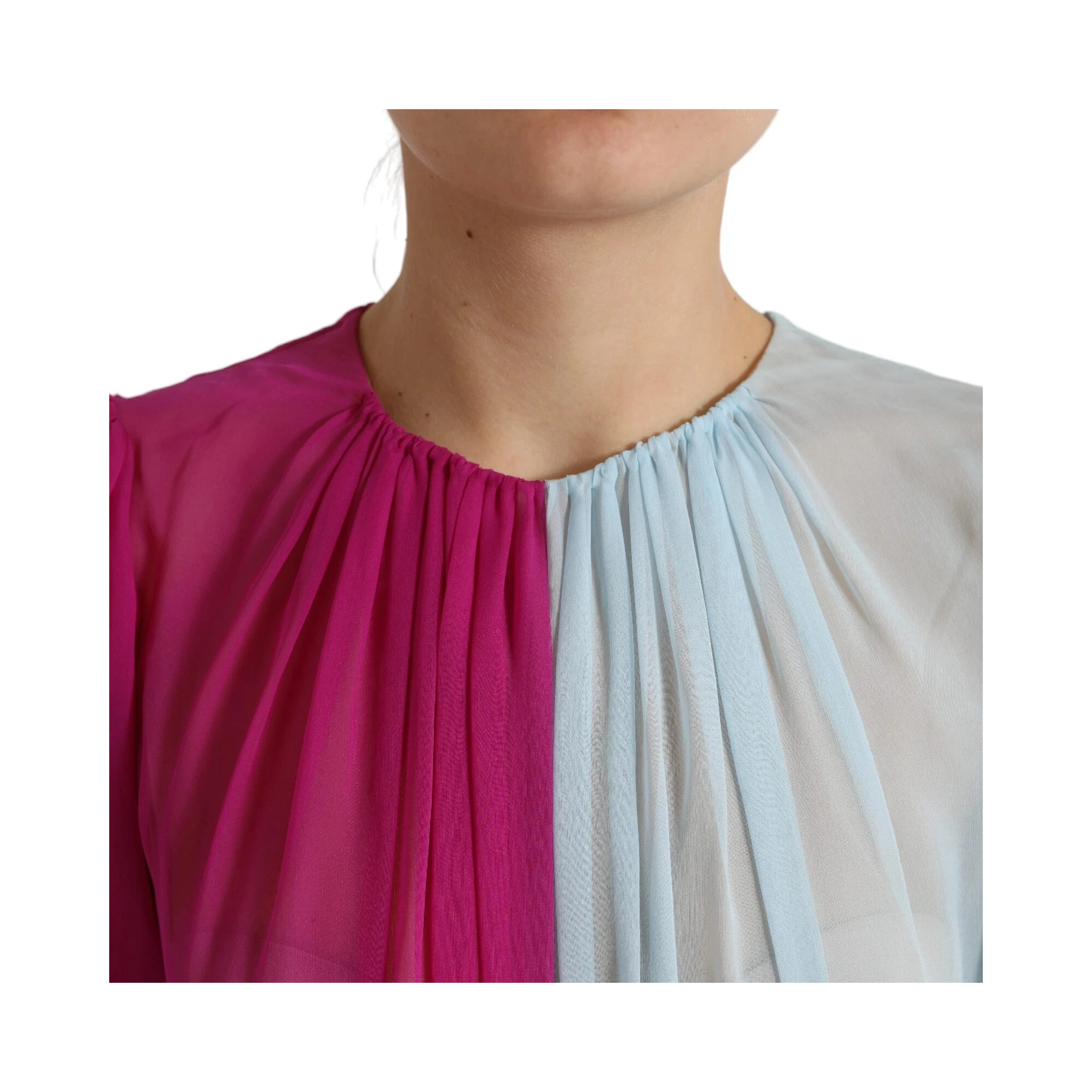 Light Blue Silk Two Tone Midi Dress