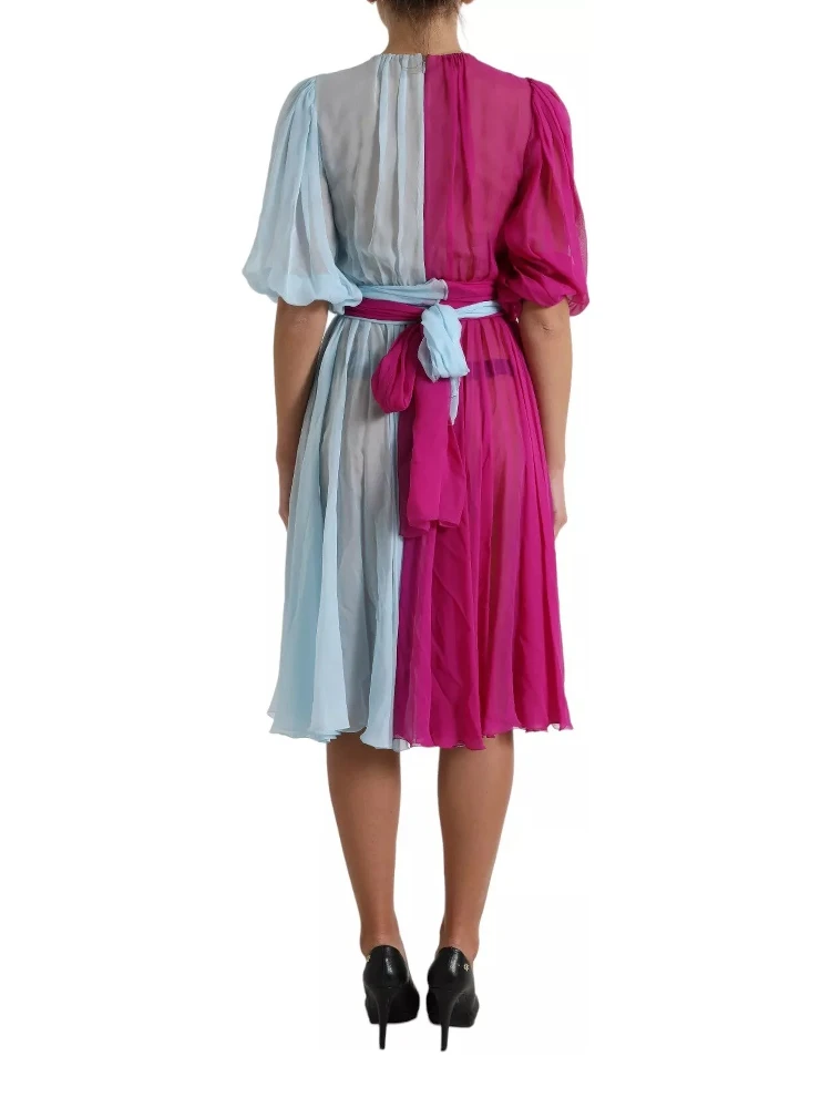 Light Blue Silk Two Tone Midi Dress alternative