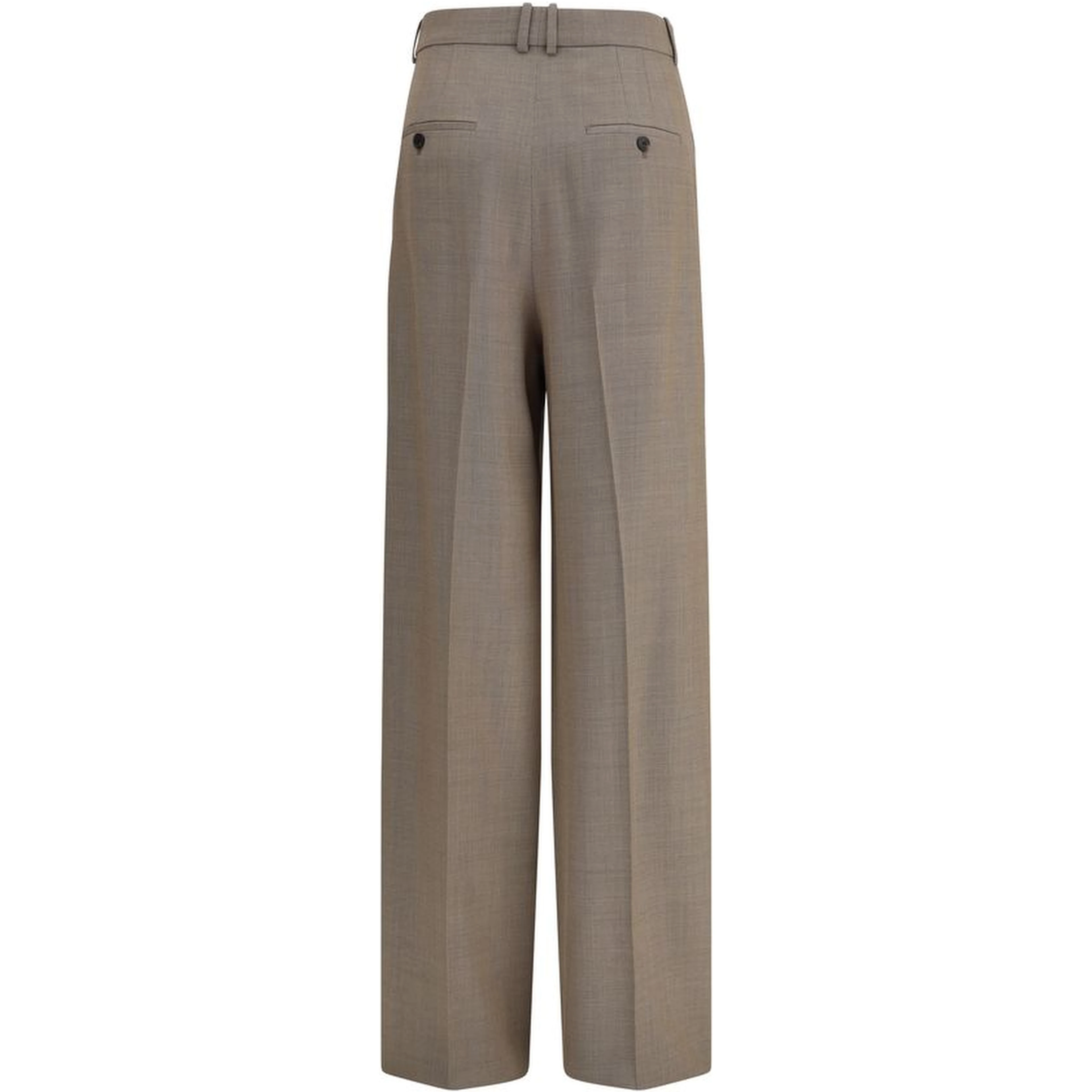 Beige Wool Casual Pants