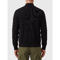 Black quilted zip-up cardigan