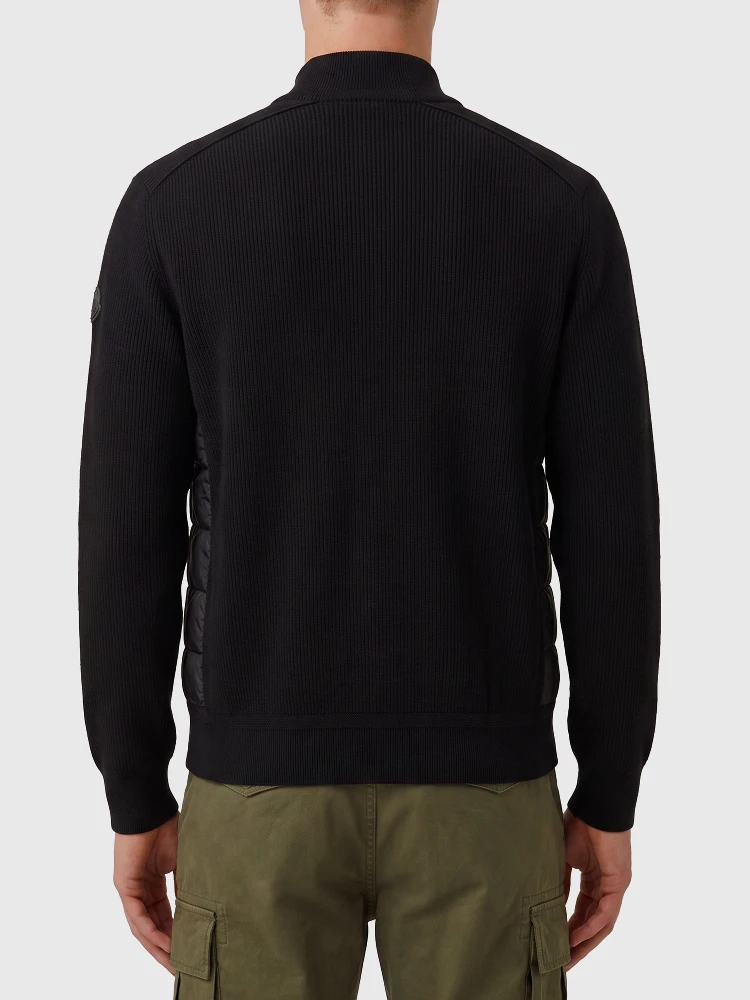 Black quilted zip-up cardigan alternative