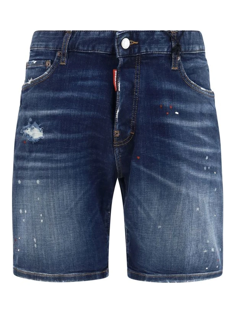 Blue Cotton Bermuda Shorts