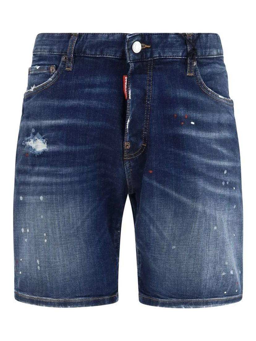 Blue Cotton Bermuda Shorts