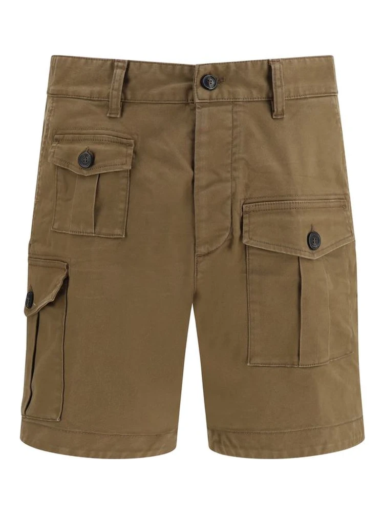 Brown Cotton Bermuda Shorts