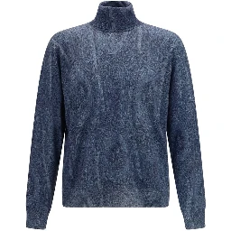 Blue Silk Turtleneck