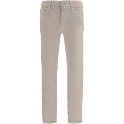 Beige Cotton Casual Pants
