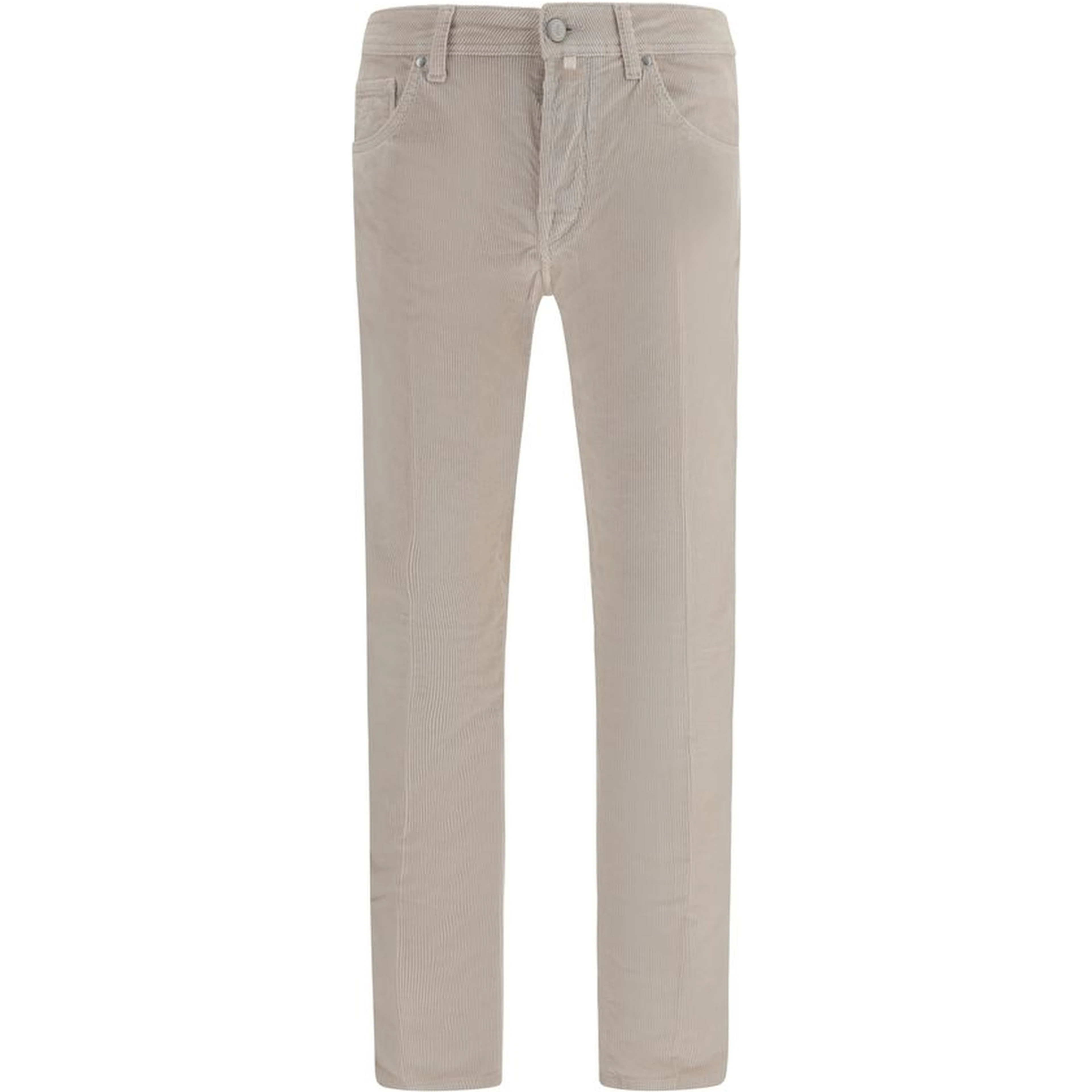 Beige Cotton Casual Pants