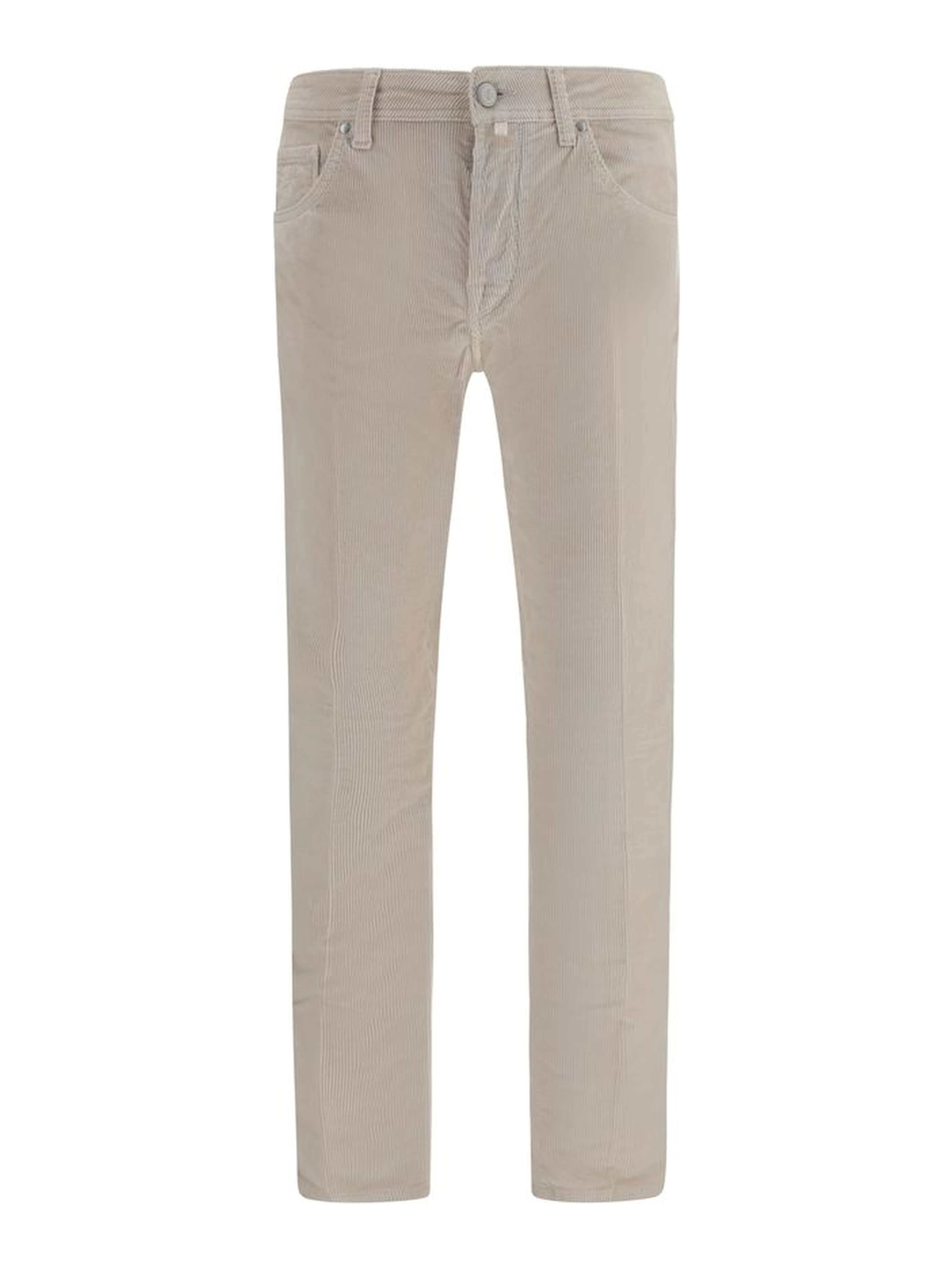 Beige Cotton Casual Pants