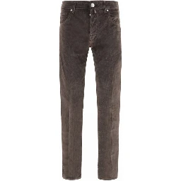 Brown Cotton Casual Pants