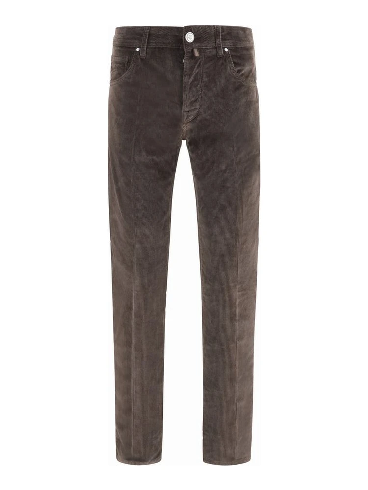 Brown Cotton Casual Pants