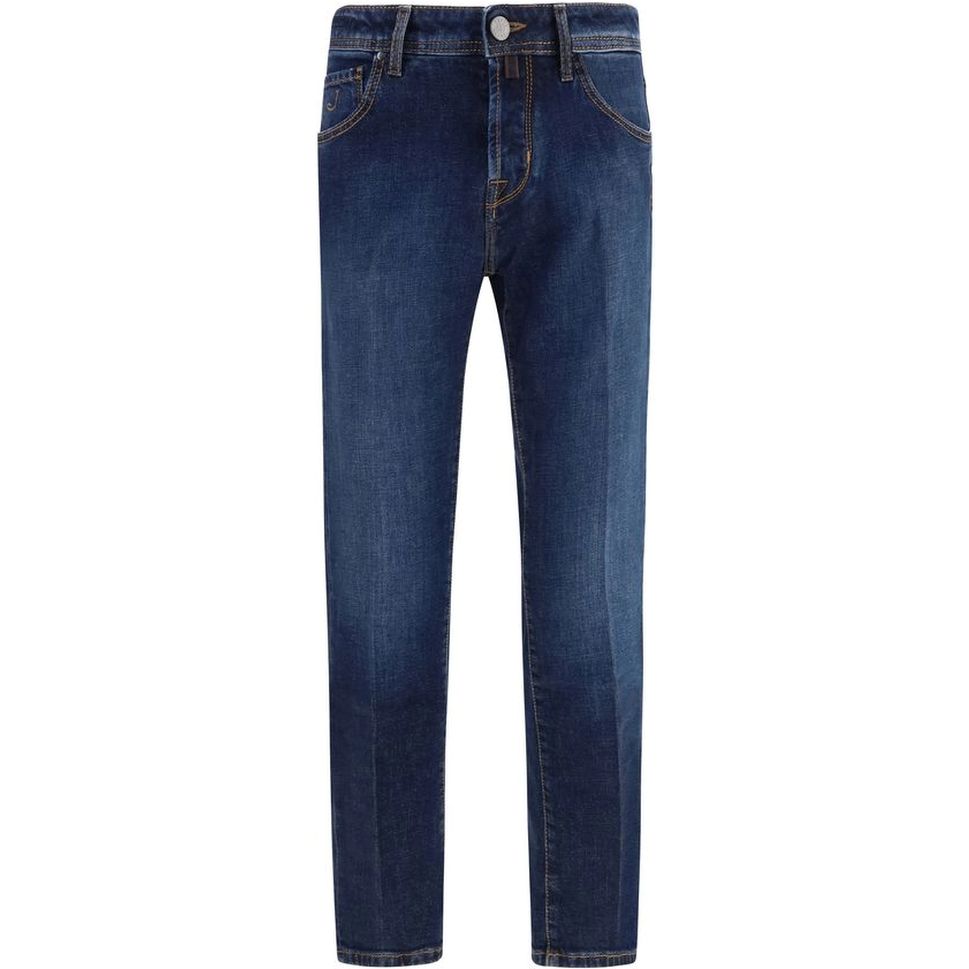 Blue Elastane Tapered Jeans