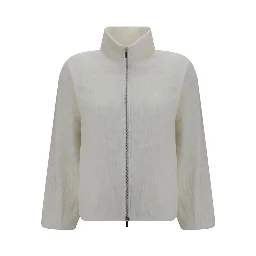 White Polyester Full-Length Jacket