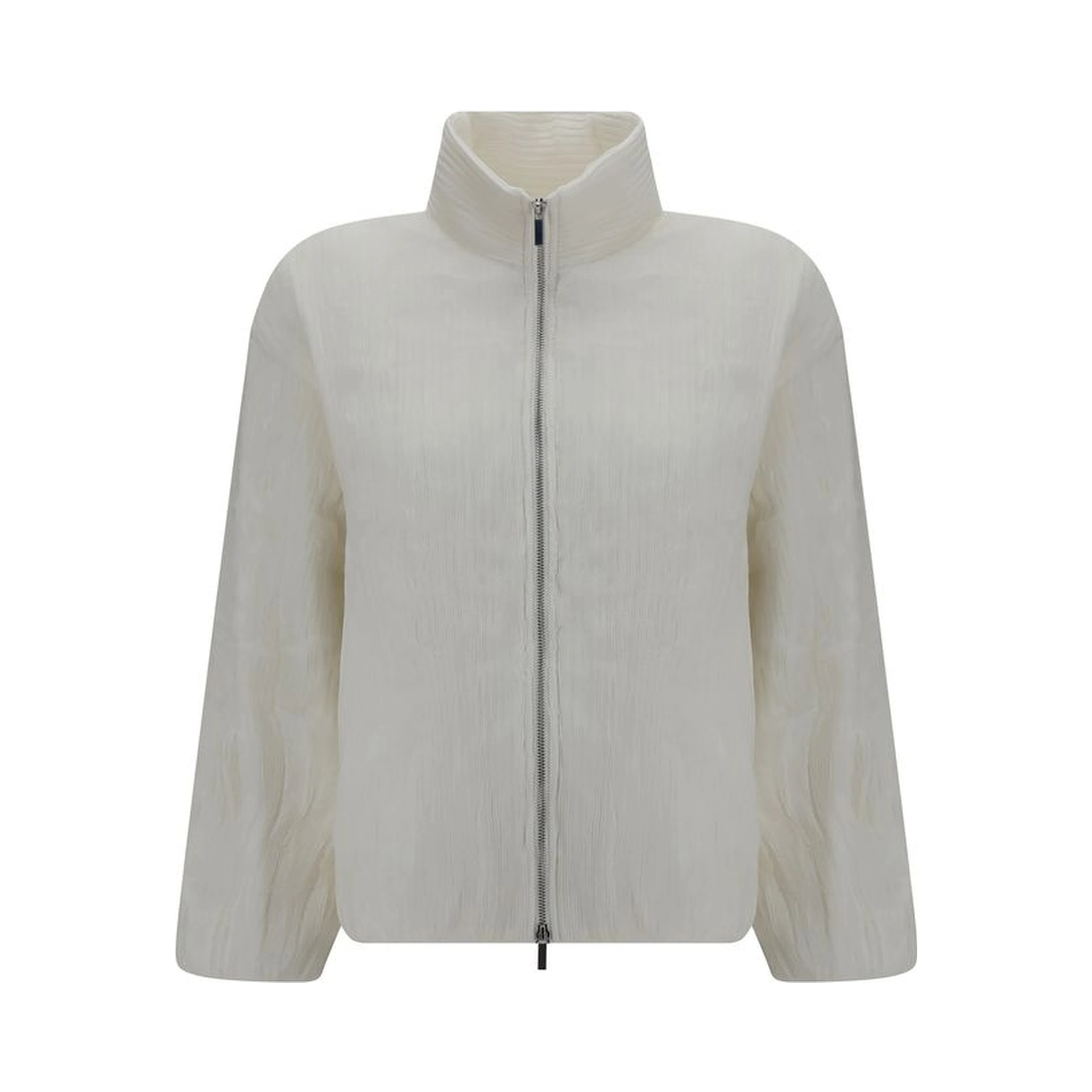 White Polyester Full-Length Jacket