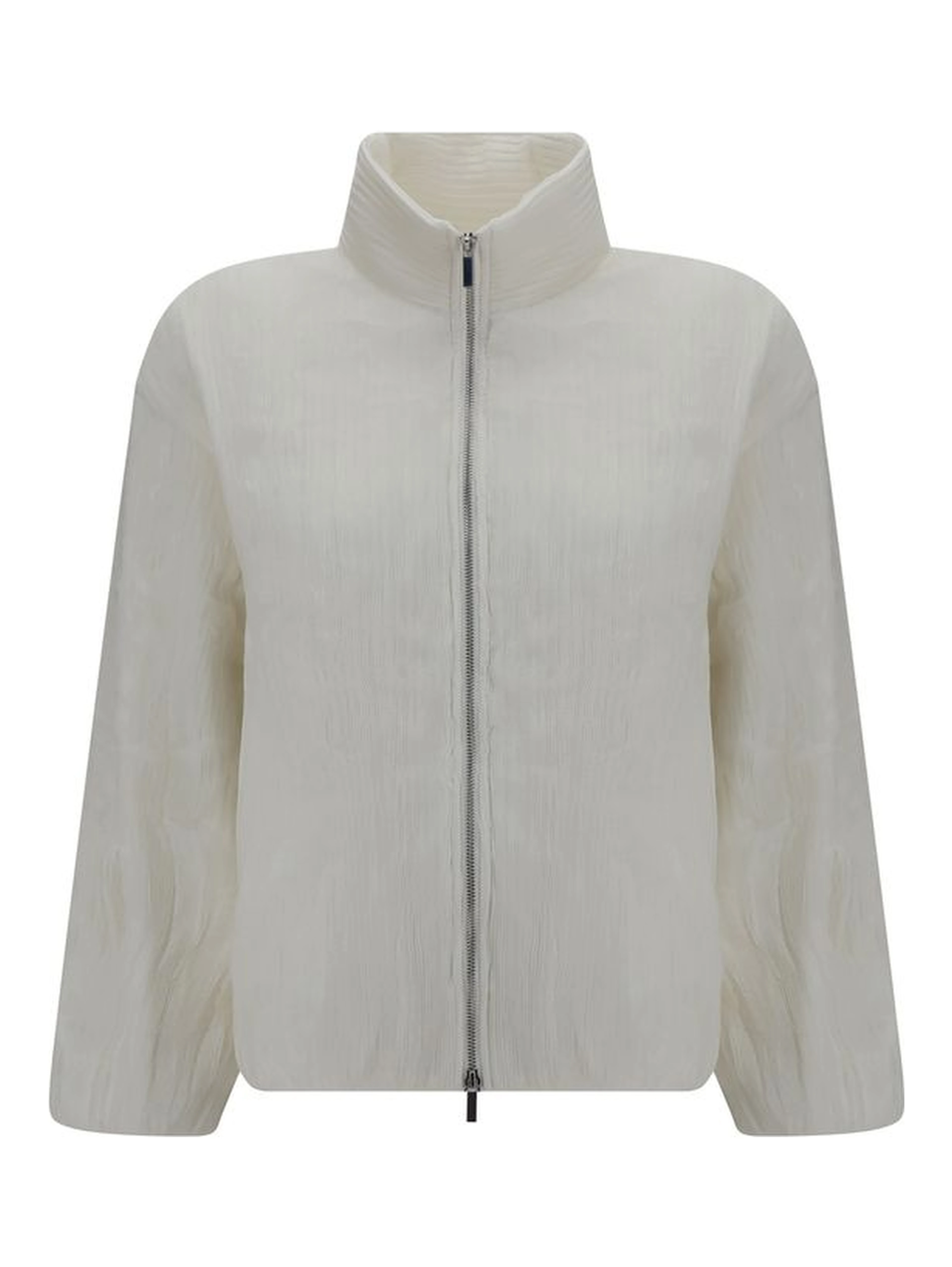 White Polyester Full-Length Jacket