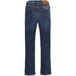 Blue Cotton Straight-Leg Jeans