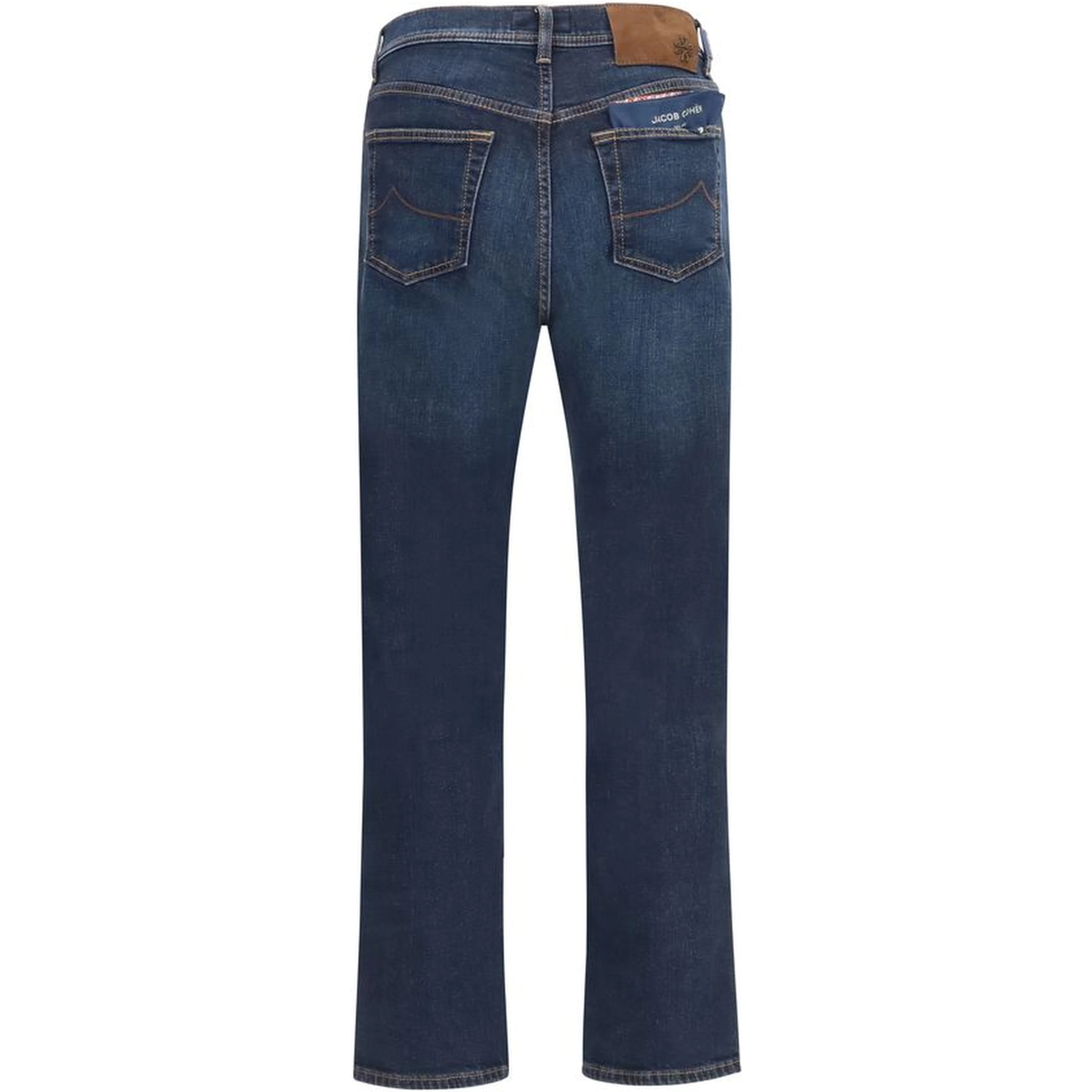Blue Cotton Straight-Leg Jeans