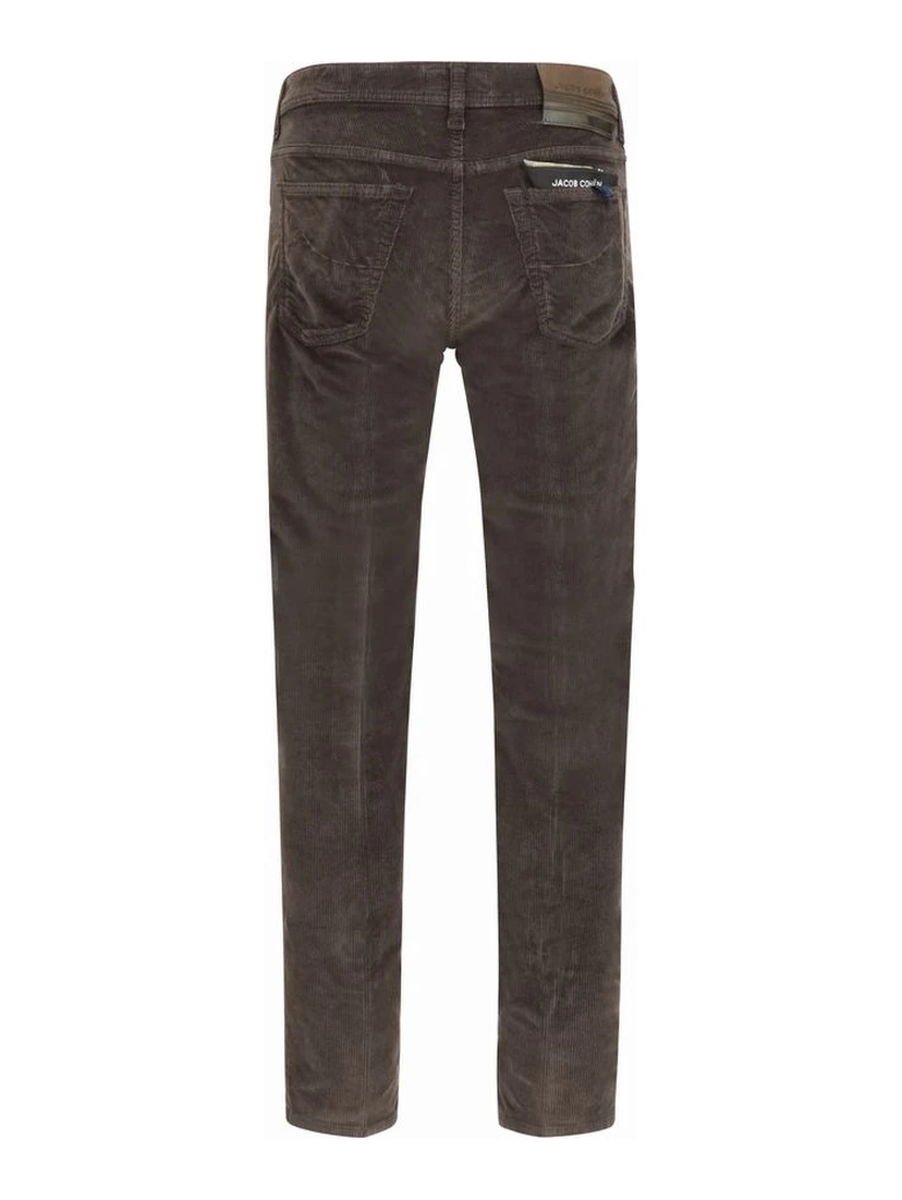 Brown Cotton Casual Pants