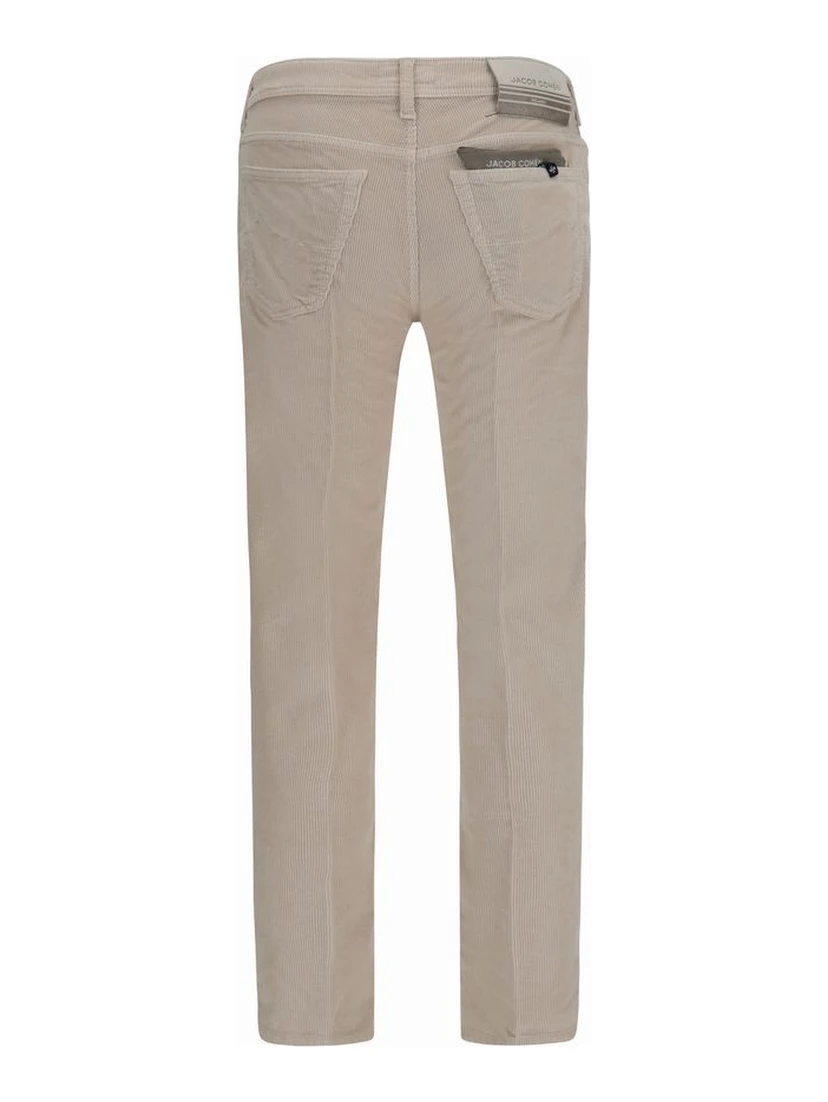 Beige Cotton Casual Pants