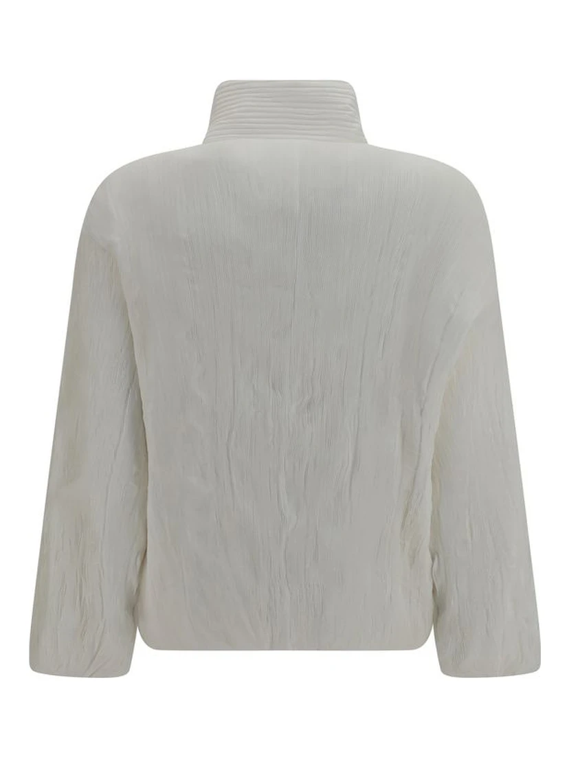 White Polyester Full-Length Jacket