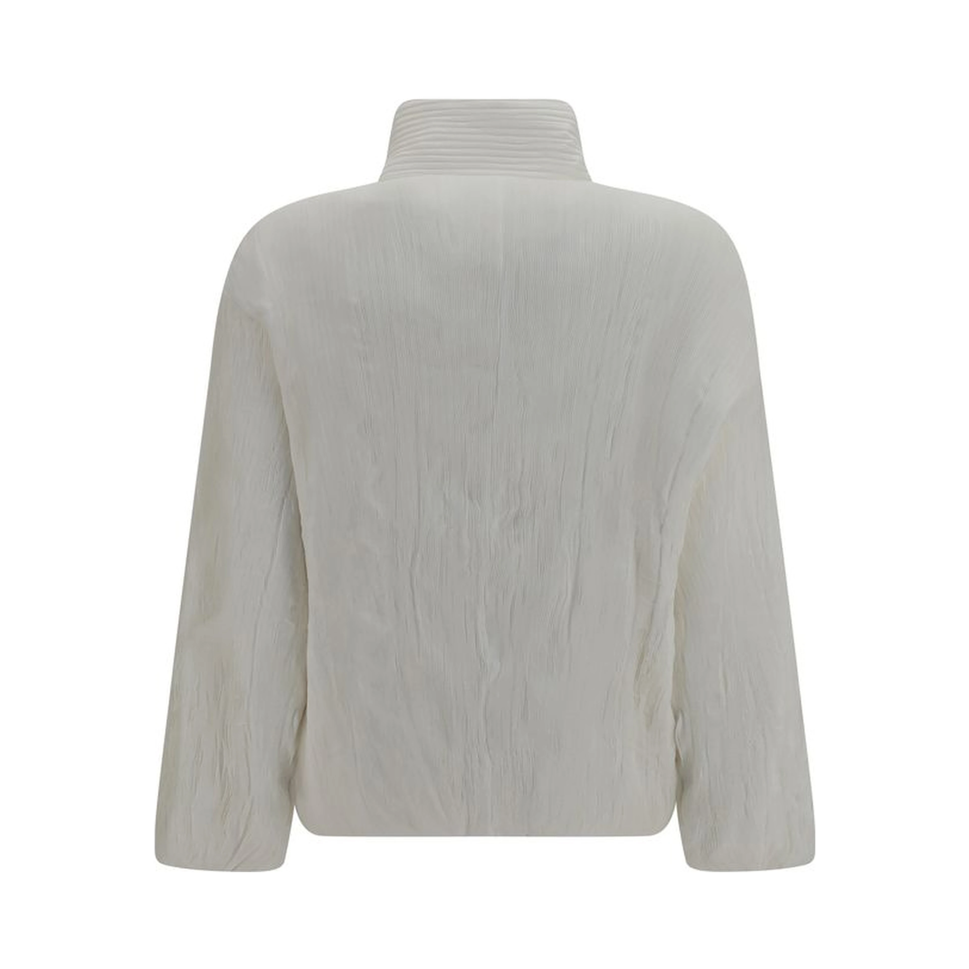 White Polyester Full-Length Jacket