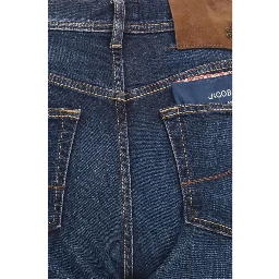 Blue Cotton Straight-Leg Jeans