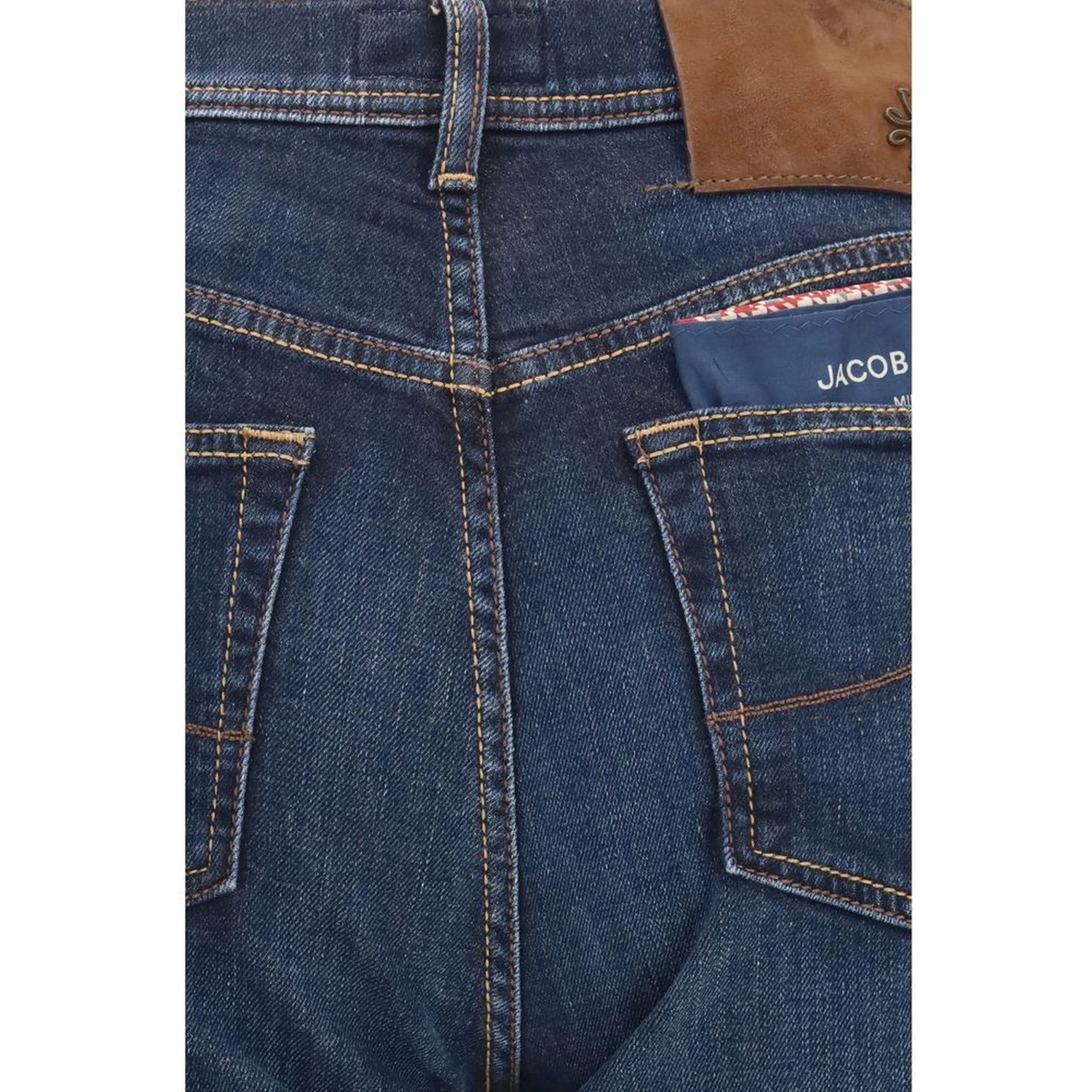 Blue Cotton Straight-Leg Jeans