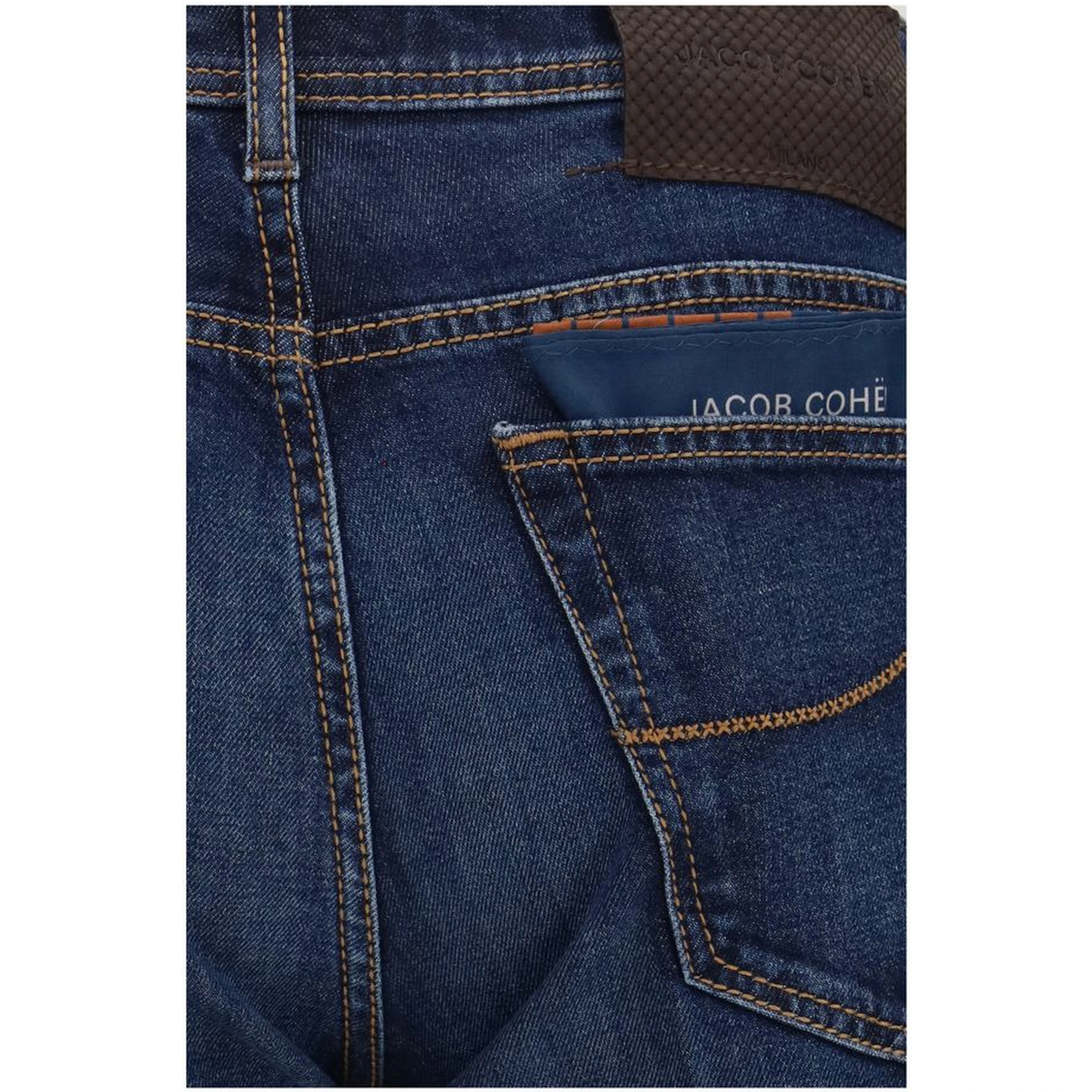 Blue Elastane Tapered Jeans
