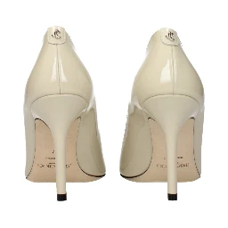 Beige Leather High Heel Pumps