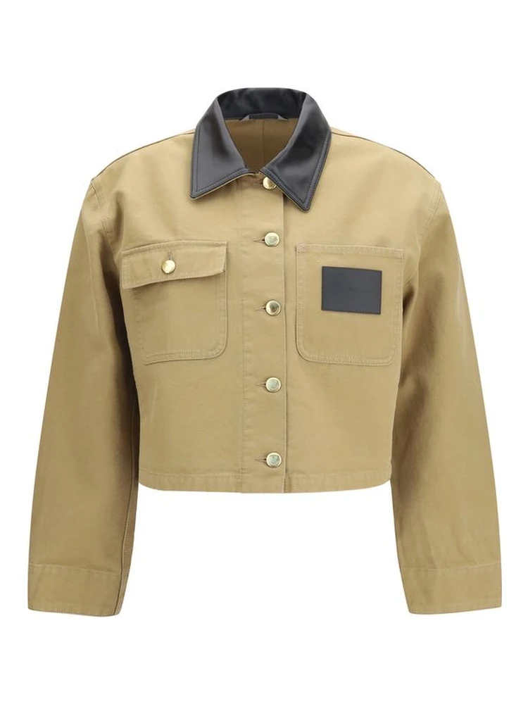 Beige Cotton Full-Length Jacket