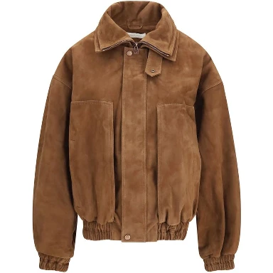 Brown Suede Leather Bomber
