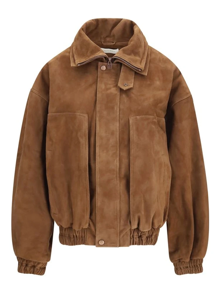 Brown Suede Leather Bomber