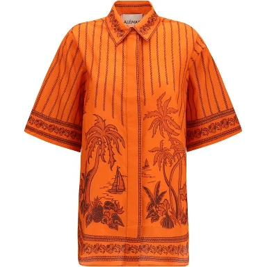 Orange Cotton Pattern Shirt