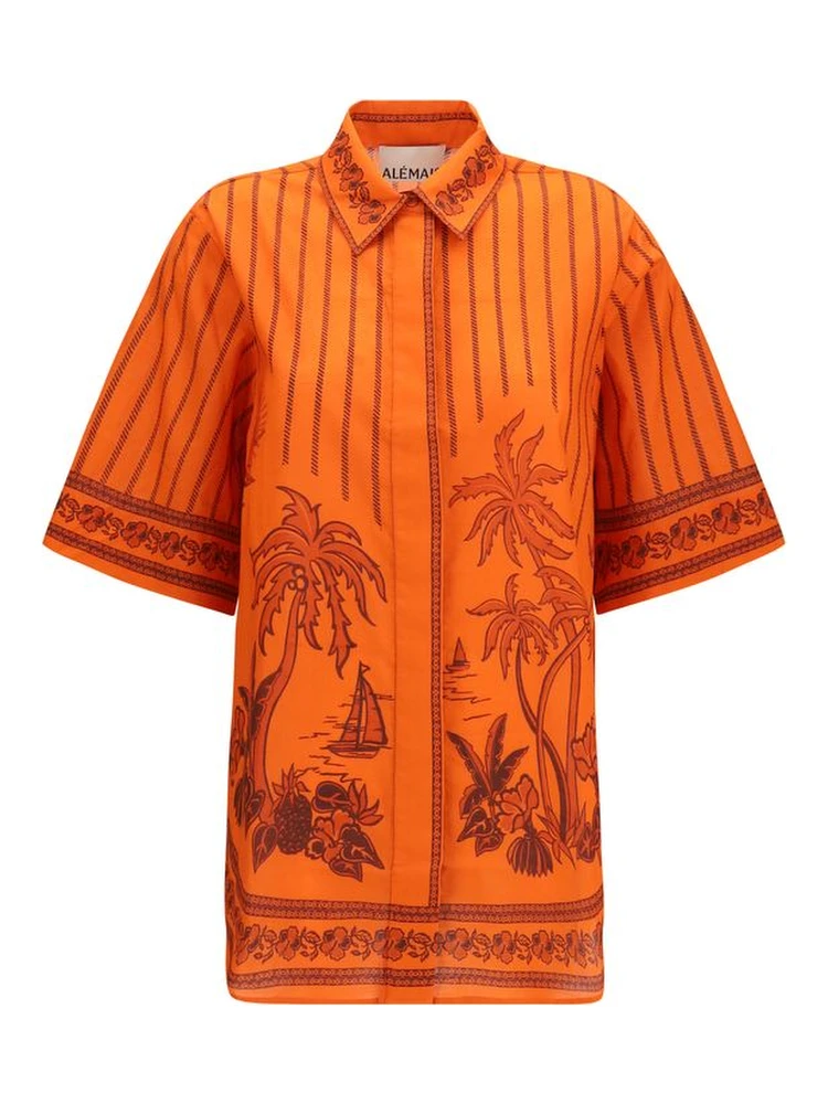Orange Cotton Pattern Shirt