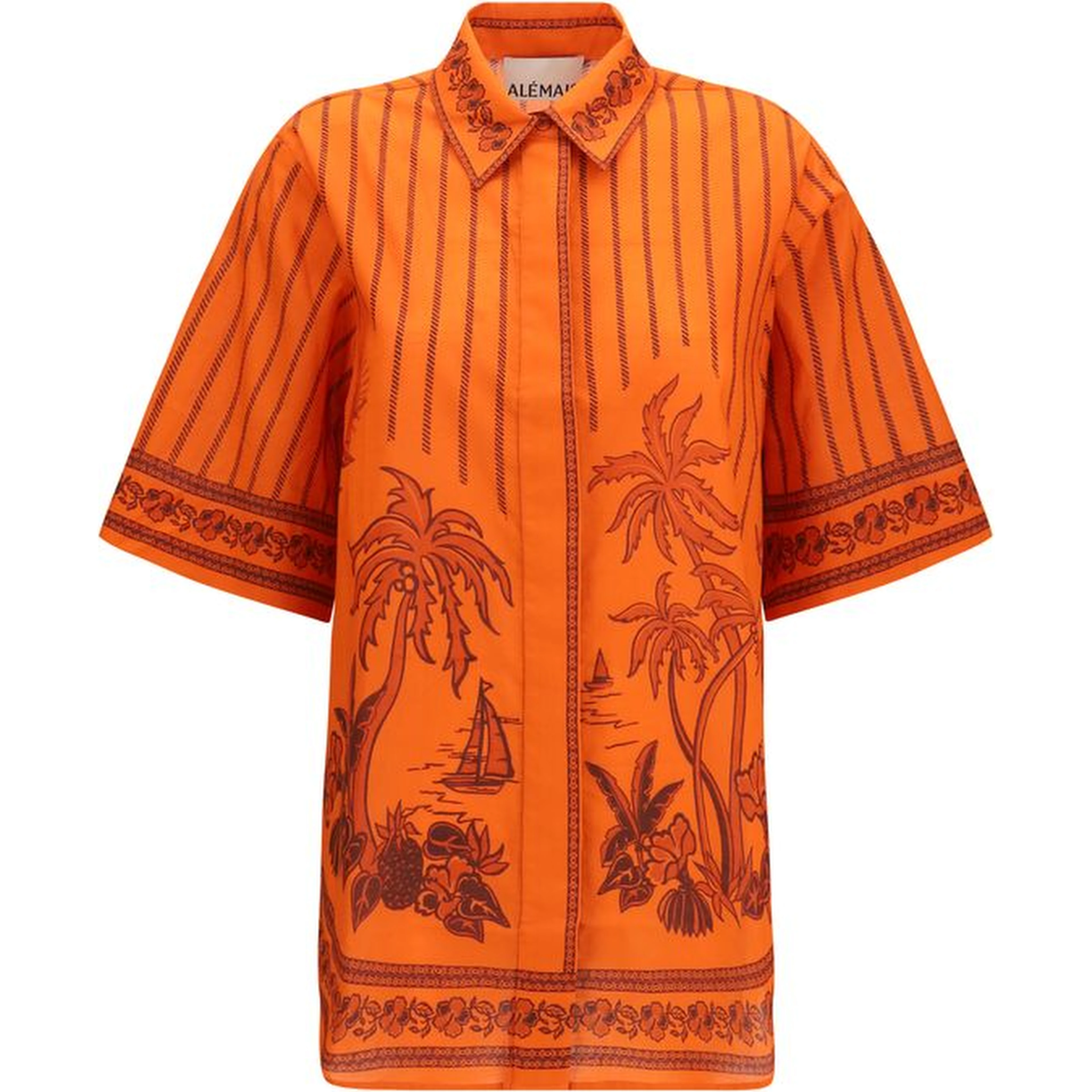Orange Cotton Pattern Shirt